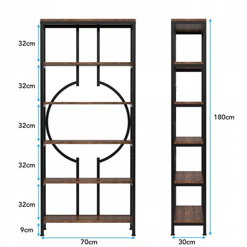 Bibliothèque à 6 Niveaux, Haute Bibliothèque Autonome Avec Meuble De Rangement à 5 Ouverture