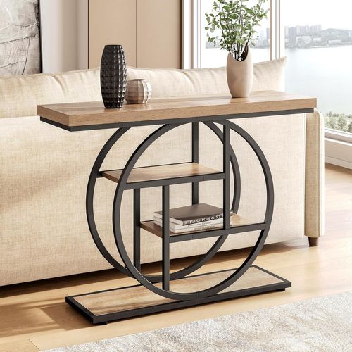 Table D'entrée à 4 Étages Derrière Le Canapé, Table De Canapé Farmhouse 105cm Pour Le Salon