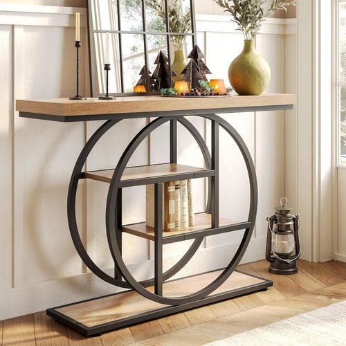 Table D'entrée à 4 Étages Derrière Le Canapé, Table De Canapé Farmhouse 105cm Pour Le Salon