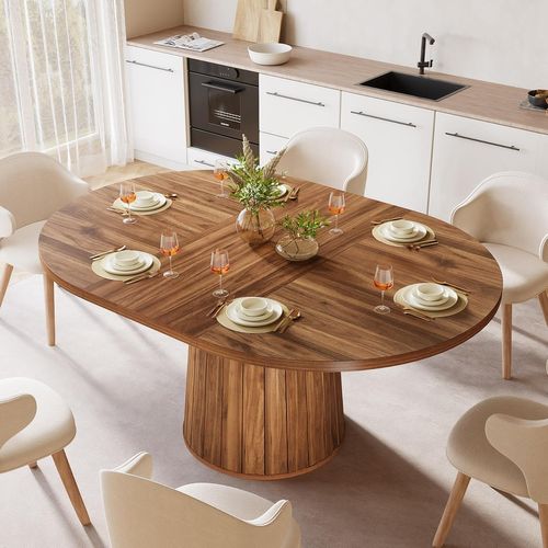 Table à Manger Ovale Pour 6 Personnes, Table à Manger En Bois De 140 Cm (marron)
