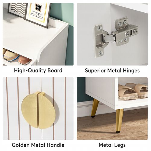 Meuble Chaussures Avec 2 Portes, 6 Étages Meuble De Rangement à Chaussures,75x 35x 110cm