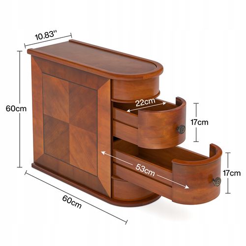 Table D'appoint Étroite En Bois, 2 Tiroirs, Bouts De Canapé De Salon, Pas De Montage Nécessaire, Mdf