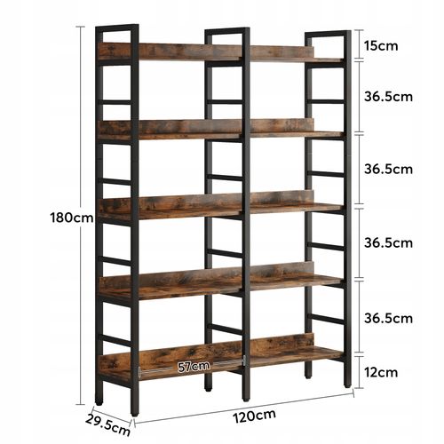 Bibliothèque, Étagère De Bureau à 5 Niveaux, Étagère Sur Pied, 180 X 80 X 30 Cm