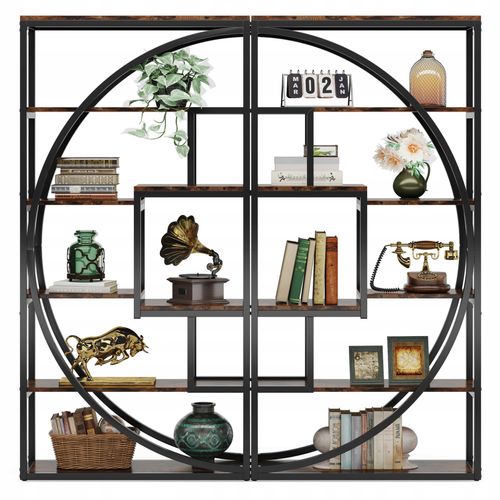 Bibliothèque Industrielle à 5 Niveaux, Étagère à Livres Pour Bureau, Salon, Brun Rustique