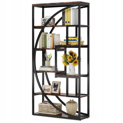 Bibliothèque Industrielle à 5 Niveaux, Étagère à Livres Pour Bureau, Salon, Brun Rustique