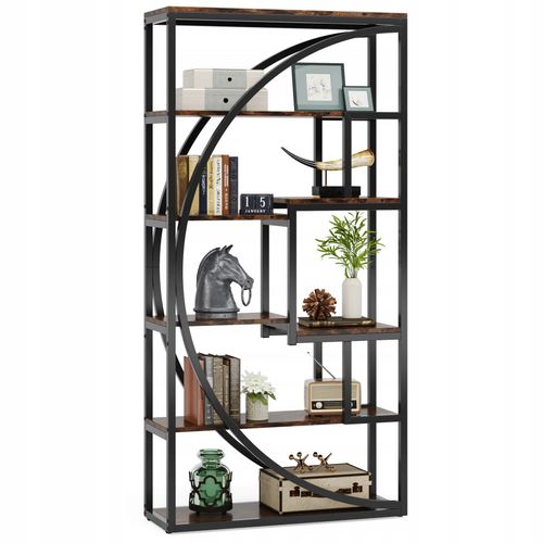 Bibliothèque Industrielle à 5 Niveaux, Étagère à Livres Pour Bureau, Salon, Brun Rustique