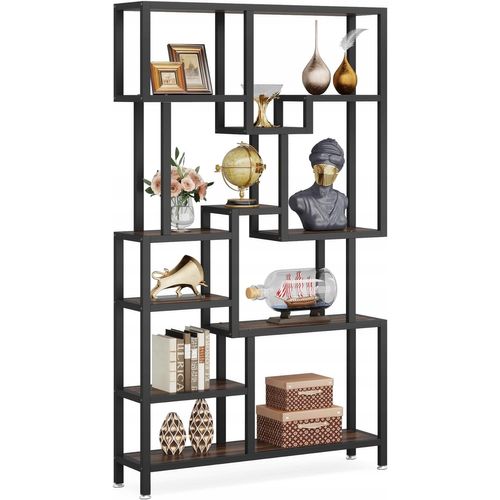 Bibliothèque Industrielle à 7 Niveaux, Bibliothèque De 180 Cm De Hauteur, Marron Rustique