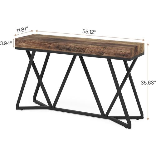 Table Console De 140cm, Table D'accentuation Industrielle Pour Couloir, Salon, Entrée