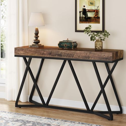 Table Console De 140cm, Table D'accentuation Industrielle Pour Couloir, Salon, Entrée
