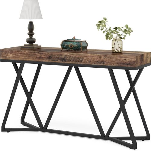 Table Console De 140cm, Table D'accentuation Industrielle Pour Couloir, Salon, Entrée