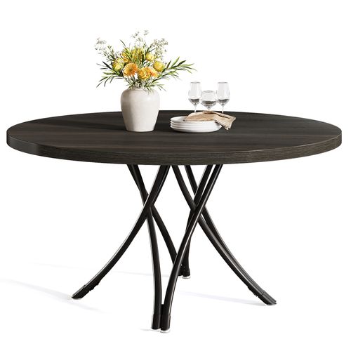 Table De Salle à Manger Ronde Pour 120 Cm, Table De Cuisine Ronde Pour Cuisine, Salon, Noir