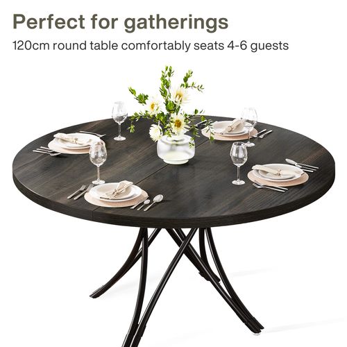 Table De Salle à Manger Ronde Pour 120 Cm, Table De Cuisine Ronde Pour Cuisine, Salon, Noir