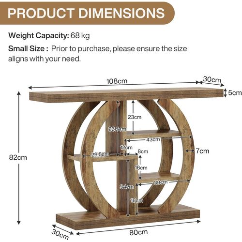 Table Console à 4 Niveaux, 108 Cm, Pour Salon, Couloir, Foyer, Chêne Clair Marron