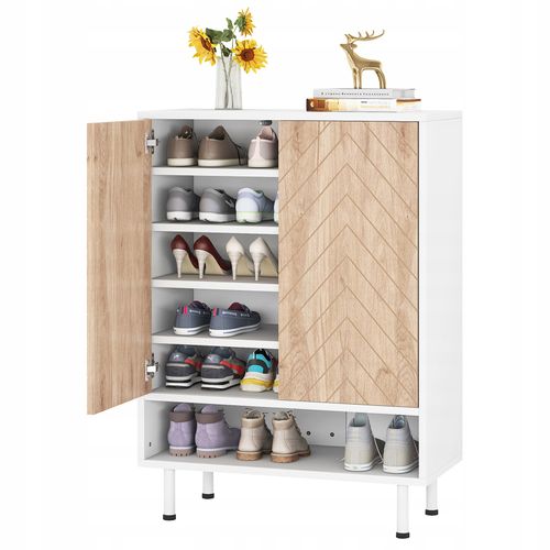 Grande Étagère à Chaussures à 6 Niveaux Pour Entrée - Blanc Et Marron