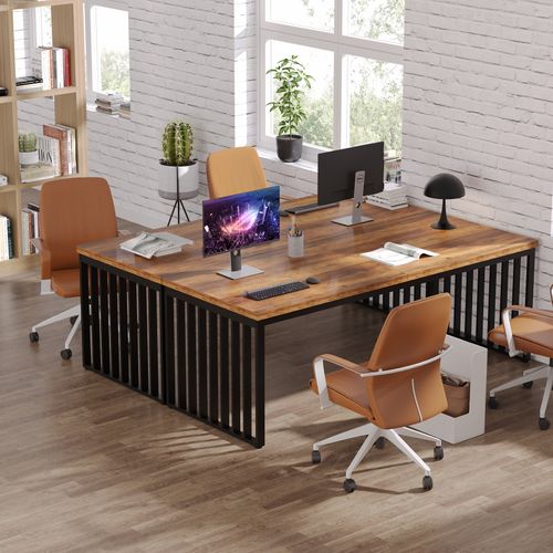 Bureau D'ordinateur, 180 Cm Grand Bureau, Poste De Travail Pour Bureau à Domicile, Marron