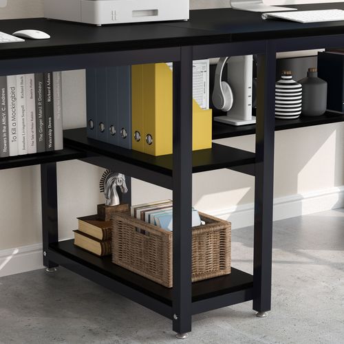 Bureau Double Pour Deux Personnes Avec Bibliothèque, Bureau D'ordinateur Double Pour Deux Personnes