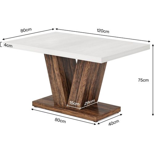 Table De Salle à Manger De 120 Cm Pour 4 Personnes, Table De Cuisine Blanche Avec Piédestal Robuste