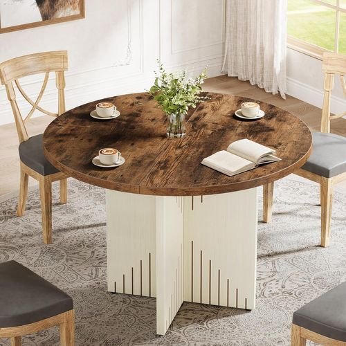 Table De Salle à Manger Ronde Pour 4 Personnes, Table De Salle à Manger De Ferme 100 Cm