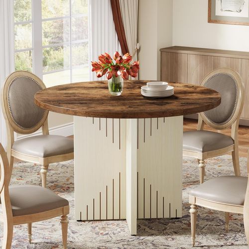 Table De Salle à Manger Ronde Pour 4 Personnes, Table De Salle à Manger De Ferme 100 Cm