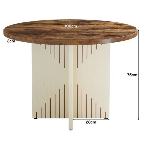 Table De Salle à Manger Ronde Pour 4 Personnes, Table De Salle à Manger De Ferme 100 Cm