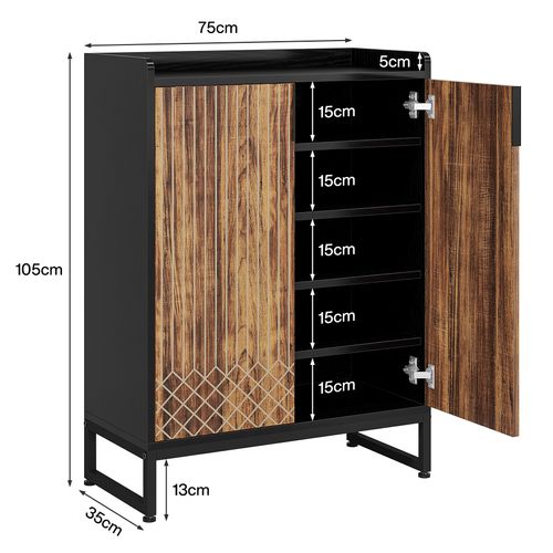25 Paires De Placards à Chaussures, Armoire Etagere Grande Capacité Avec Cadre En Noir Pour Entree