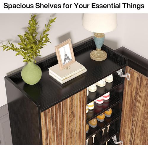 25 Paires De Placards à Chaussures, Armoire Etagere Grande Capacité Avec Cadre En Noir Pour Entree