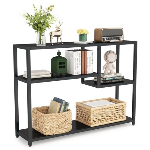 Petite Table D'entrée Noire Avec Compartiments De Rangement, 108 Cm