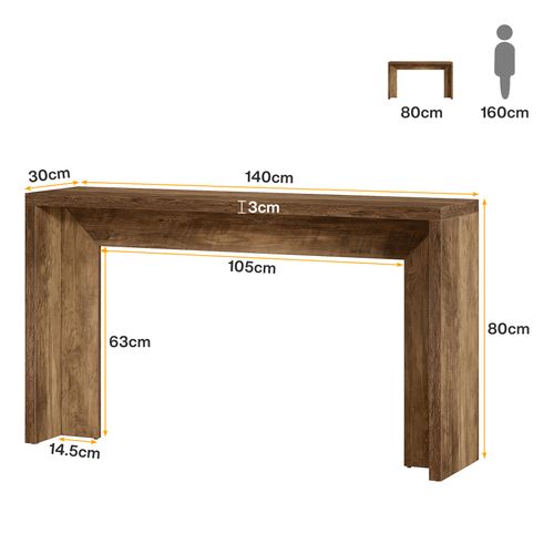 Table Console Farmhouse, 140cm Table Canapé En Bois Avec Rangement Pour Entrée