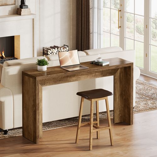 Table Console Farmhouse, 140cm Table Canapé En Bois Avec Rangement Pour Entrée
