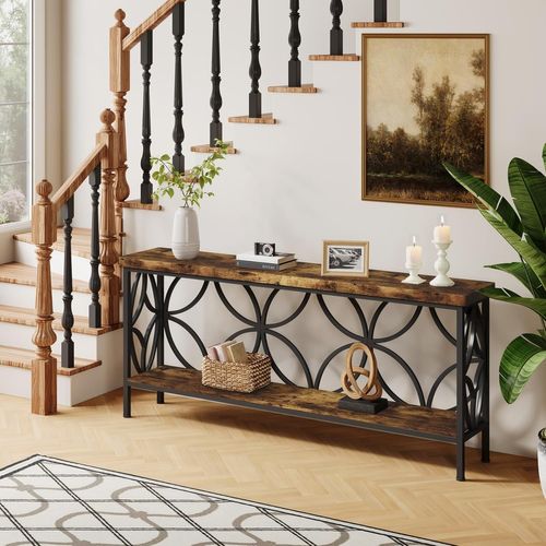 Table De Canapé Étroite De 160 Cm - Table De Canapé Longue Industrielle Derrière Le Canapé