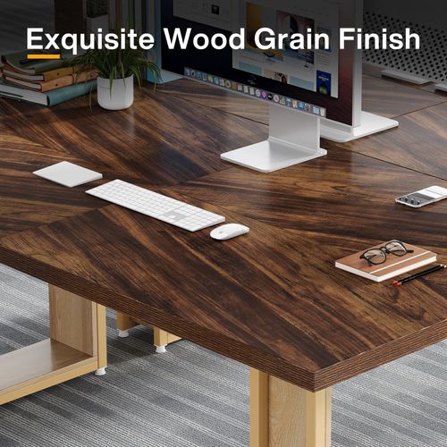 Bureau 160cm, Table Simple En Bois, Grande Table D'ordinateur Brun Rustique Pour Affaires