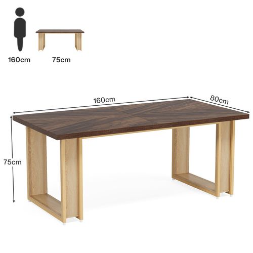 Bureau 160cm, Table Simple En Bois, Grande Table D'ordinateur Brun Rustique Pour Affaires