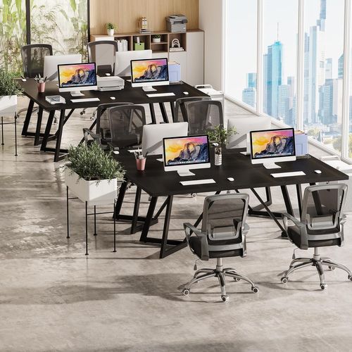 Grand Bureau Rectangulaire Pour Ordinateur Portable Avec Structure En Métal - 180 Cm - Noir