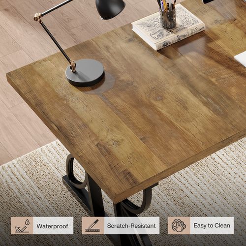 Bureau De Direction 180 Cm, Grand Bureau D'ordinateur Avec Structure Métallique Robuste