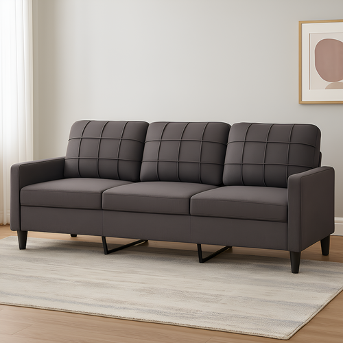 Canapé à 3 Places 180 Cm Similicuir Gris