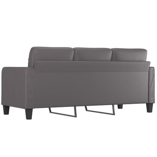 Canapé à 3 Places 180 Cm Similicuir Gris