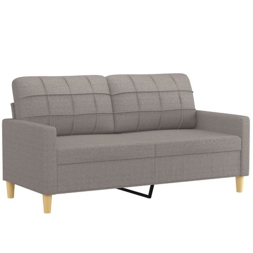 Ensemble De Canapés 2 Pièces Avec Coussins Taupe Tissu