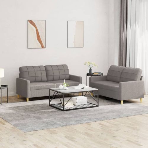 Ensemble De Canapés 2 Pièces Avec Coussins Taupe Tissu
