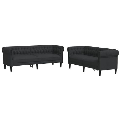 Ensemble De Canapés 2 Pièces Noir Tissu