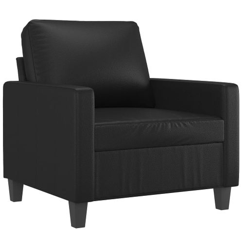 Ensemble De Canapés 3 Pièces Avec Coussins Noir Similicuir