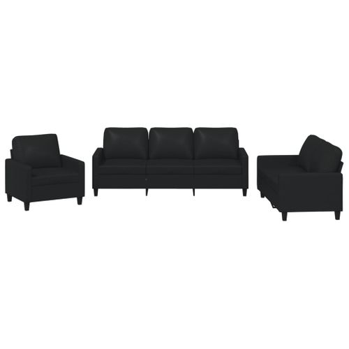 Ensemble De Canapés 3 Pièces Avec Coussins Noir Similicuir