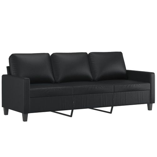 Ensemble De Canapés 3 Pièces Avec Coussins Noir Similicuir