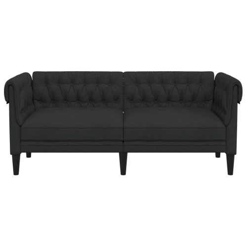 Canapé Chesterfield 2 Places Noir Tissu
