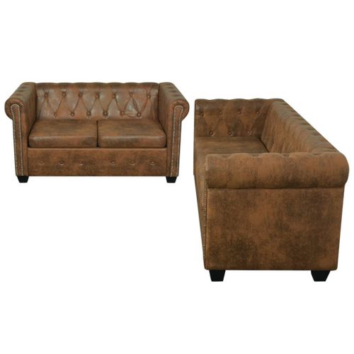 Ensemble De Canapé Chesterfield à 2 Et 3 Places Marron