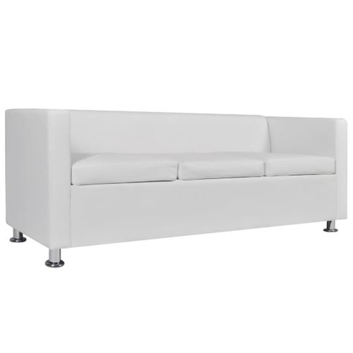 Ensemble De Canapés 2 Places Et 3 Places Cuir Synthétique Blanc