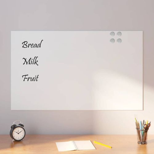 Tableau Noir Magnétique Mural Blanc 100x60 Cm Verre Trempé
