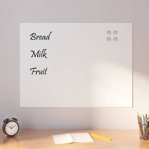 Tableau Noir Magnétique Mural Blanc 80x60 Cm Verre Trempé