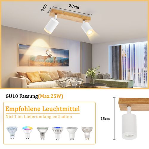 Spot De Plafond Blanc Gu10 Spot Mural En Bois Vintage Pivotant Orientable à 350° Industriel