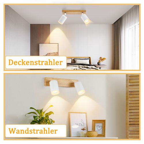 Spot De Plafond Blanc Gu10 Spot Mural En Bois Vintage Pivotant Orientable à 350° Industriel