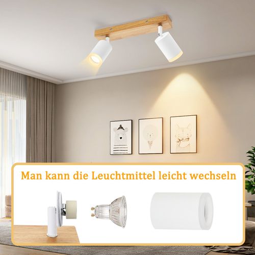 Spot De Plafond Blanc Gu10 Spot Mural En Bois Vintage Pivotant Orientable à 350° Industriel